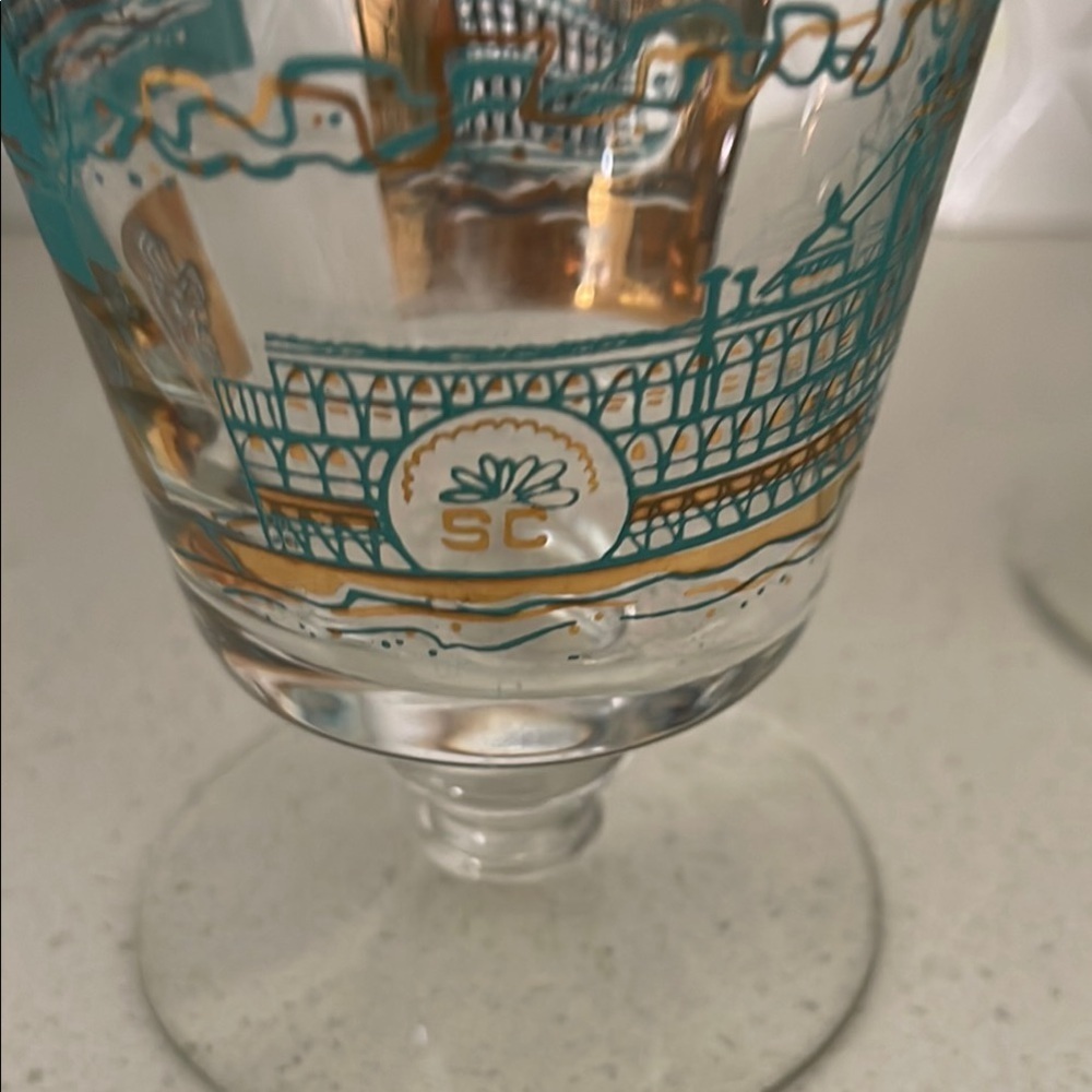 Libbey Vintage Gold and Teal “Southern Comfort” Drinkware Set - Picture 6 of 6